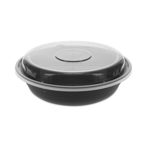 Pactiv Evergreen EarthChoice Versa2Go Microwaveable Container, 22 oz, 6.8 x 6.8 x 1.8, Black/Clear, Plastic, 150PK NV2GRN237B